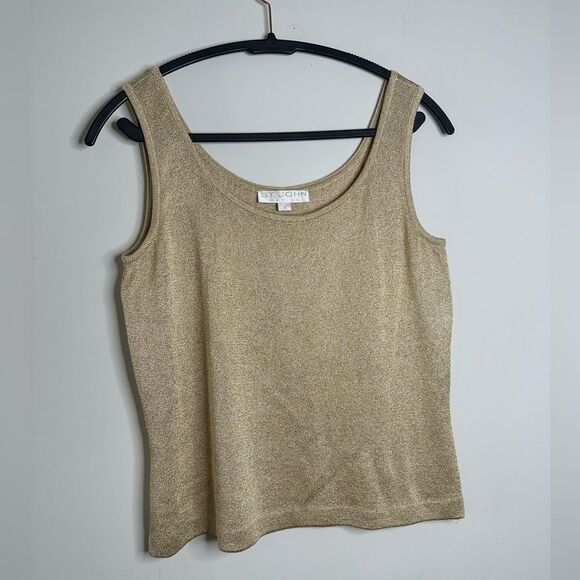 ST JOHN Gold Shimmering Tank Top - Picture 1 of 6